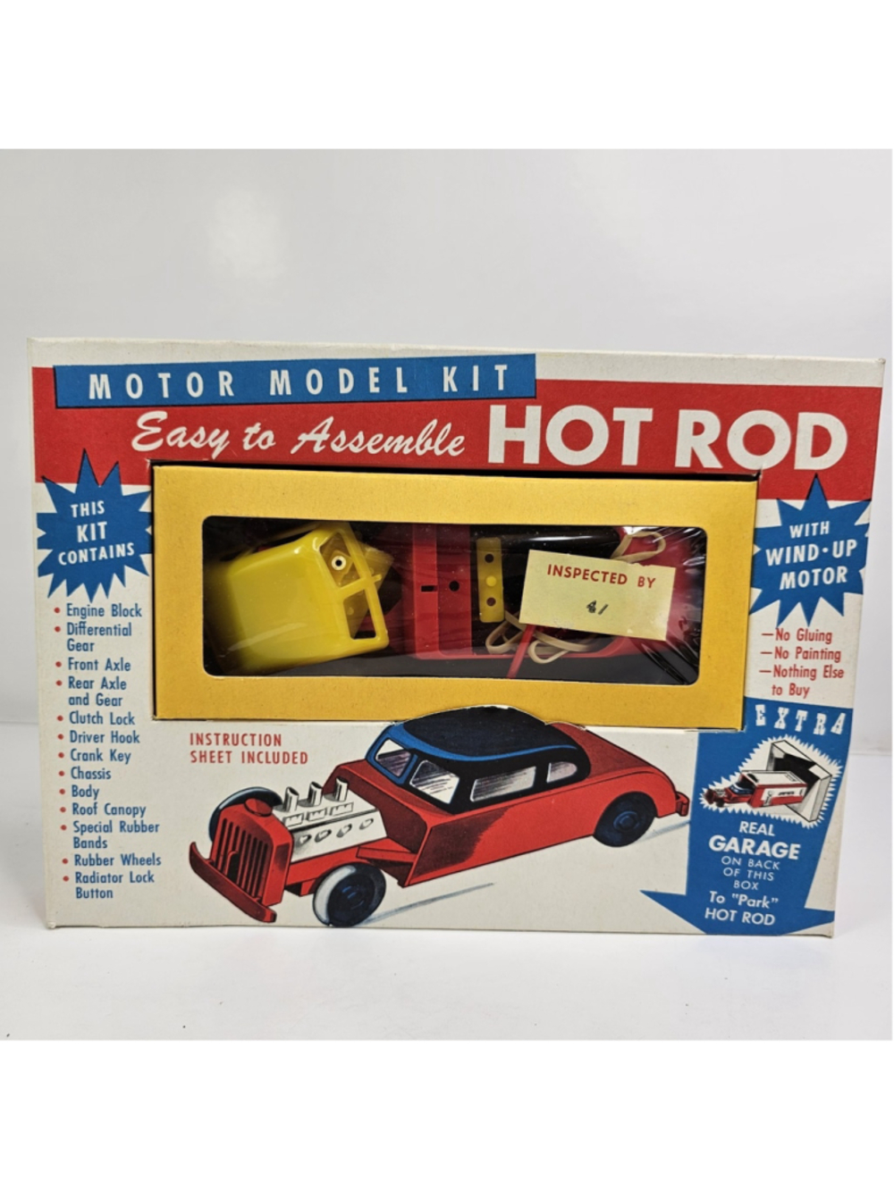 Vintage Hot Rod Motor Model Kit Wind-Up Car Complete In Box Garage Display